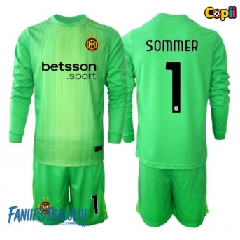 Inter Milan Yann Sommer #1 Portarii Echipament de Fotbal Replică 2025-26 Copii Treilea Mâneci Lungi (+ Șorturi)